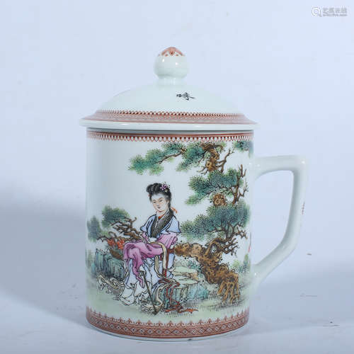 Painted character story teacup of the Republic of China