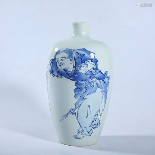 Blue and white figure bottle of the Republic of China