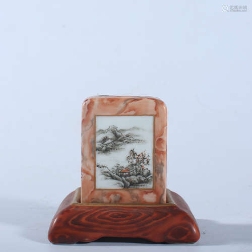 Qing Dynasty Qianlong pastel porcelain insert screen