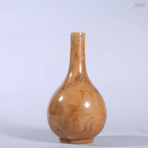 Imitation wood grain gall vase of Qianlong in Qing Dynasty