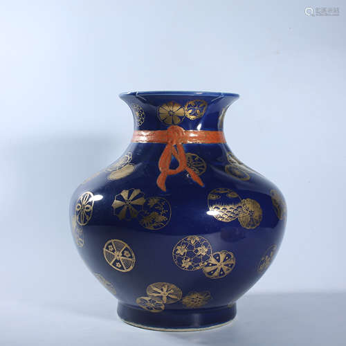 Qing Dynasty Qianlong blue bottom gold colored leather ball ...