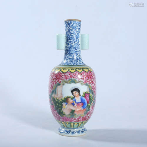 Enamel colored Western figure vase of the Republic of China