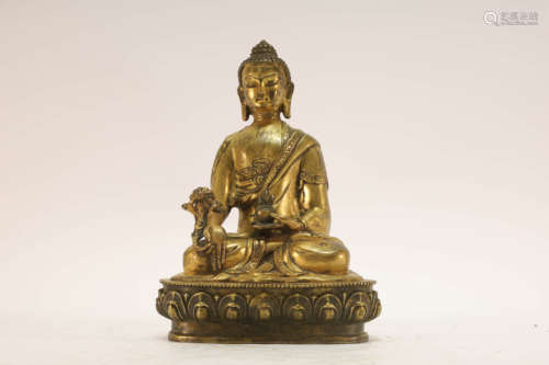 Gilt Bronze Bhaisajyaguru Buddhist Figure