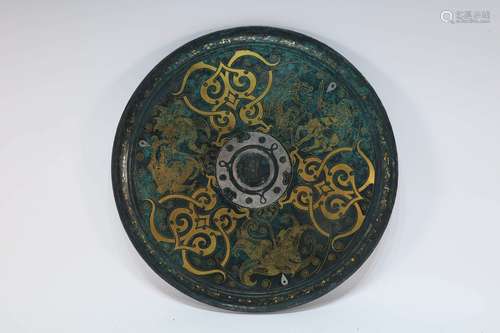 A Gilt Silver Overlaid Bronze Mirror