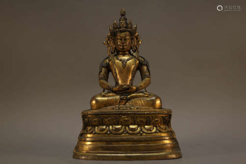 Gilt Bronze Buddhist Figure of Amitayus