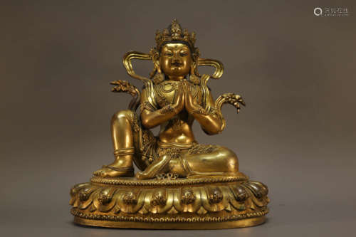 Gilt Bronze Buddhist Figure of Attendant