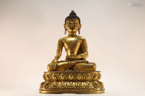 Gilt Bronze Sakyamuni Buddhist Figure