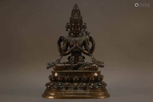 Bronze Buddhist Figure of Four-Armed Guanyin