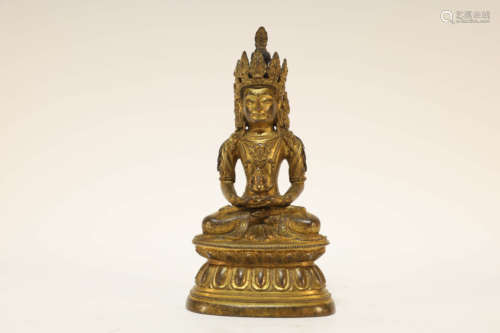 A Gilt Bronze Amitayus Statue