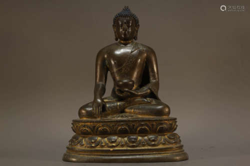 Gilt Bronze Buddhist Figure of Sakyamuni