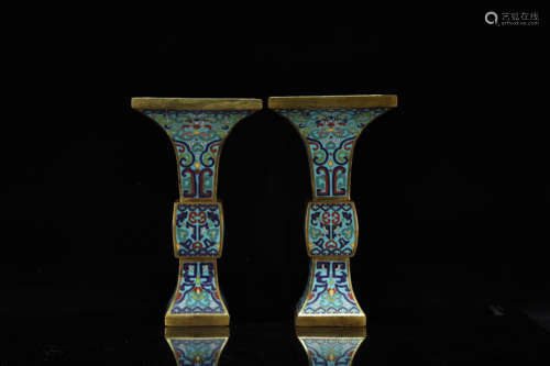 A Pair of Cloisonne Bronze Auspicious Beast Cup