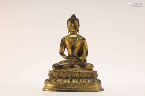 Gilt Bronze Bhaisajyaguru Buddhist Figure