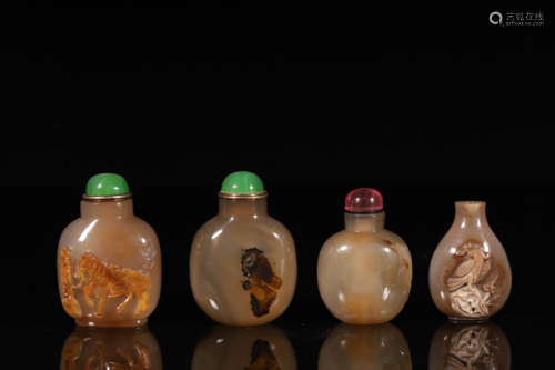 A set of agate snuff bottles