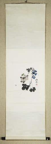 A Chinese Ink Painting by Xiao Lang: Grasshopper.