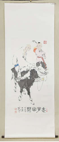 A Chinese Ink Painting by Fan Zeng: Lao Tze out of Hangu Pas...