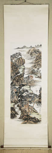 A Chinese Ink Painting by Liu Zijiu: Mountain and Stream.