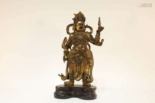 A Gilt Bronze Guardian Statue