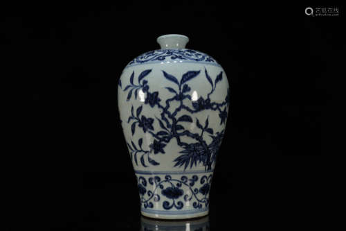 Blue and White Flower Meiping Vase