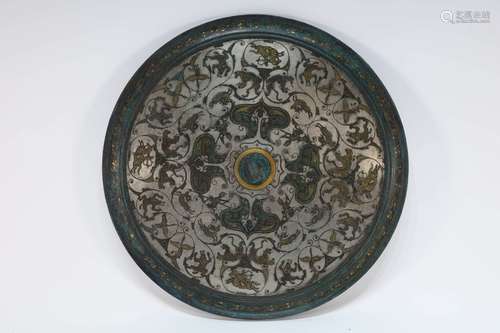 A Gilt Silver Overlaid Bronze Mirror