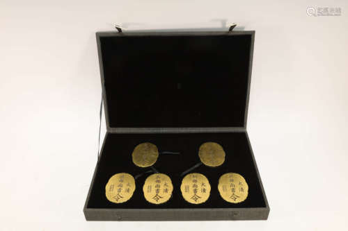 A Set of Gilt Bronze Dragon Plaques