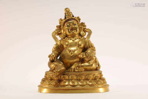 Gilt Bronze Mammon Buddhist Figure