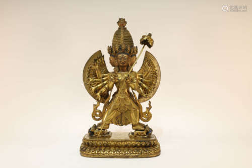 A Gilt Bronze Vajra Statue