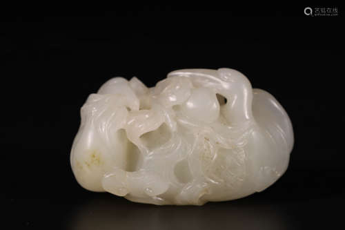 A white jade double crane ornament