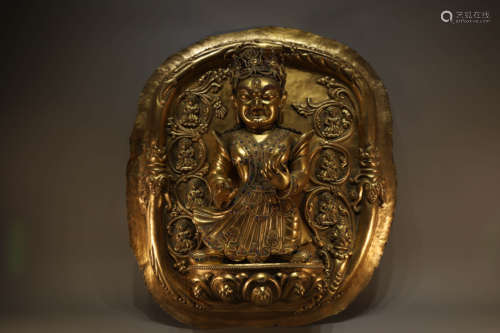 Gilt Bronze Buddhist Figure of Hollow-Carved Attendant