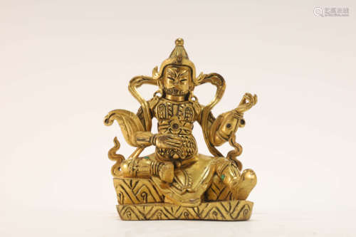 Gilt Bronze Guardian Buddhist Figure