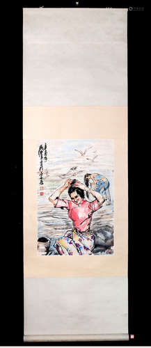 A Chinese Ink Painting by Huang Zhou: Figure.