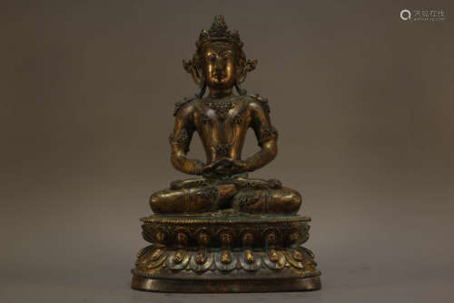 Bronze Buddhist Figure of Amitayus