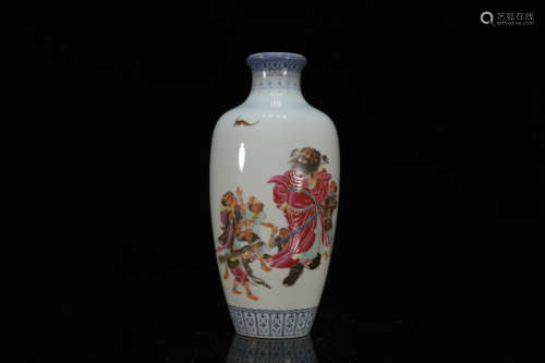 Blue and White Wu Cai Figure Vase