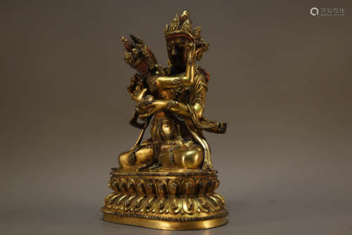 Gilt Bronze Buddhist Figure of Mandkesvara