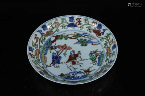 Blue and White Wu Cai Figure Story Plate