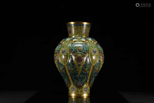 A Cloisonne Bronze Lotus Vase