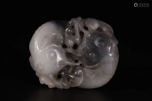 Black white jade with fish handle