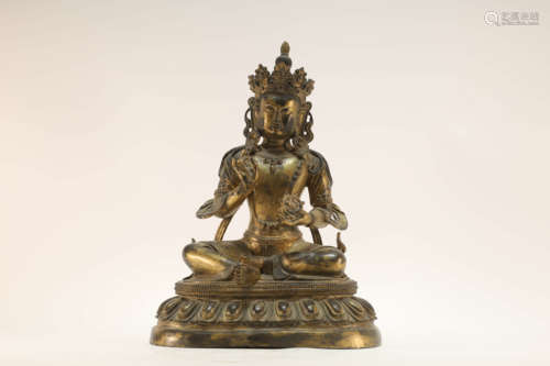 Gilt Bronze Attendant Buddhist Figure