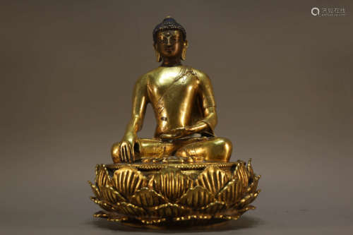 Gilt Bronze Buddhist Figure of Sakyamuni