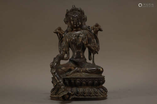 Bronze Buddhist Figure of Guanyin Bodhisattva