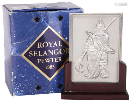 馬來西亞1885年 皇家雪蘭娥 關帝像(錫制) 連座及原裝盒