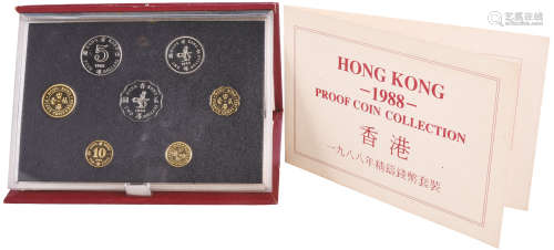 香港1988年 精鑄錢幣套裝 連原裝盒及證書