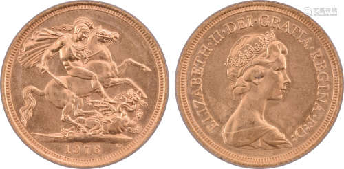 英國 1976年 QEⅡ主權(屠龍) 金幣(≌8g)