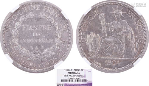法屬安南1904年 貿易(坐洋) 1 PIASTRE 銀幣 #3306852-036