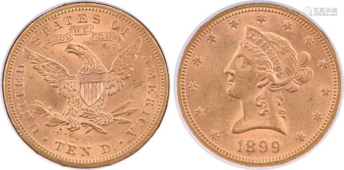 美國1899年 自由女神頭像 10美元 金幣(≌16g)