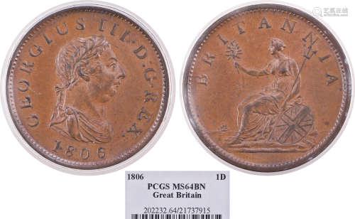 英國1806年 佐治三世 1便土 銅幣 #21737915