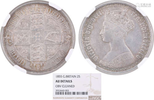英國1855年 Gothic Florin 2S 銀幣 #3953660-003