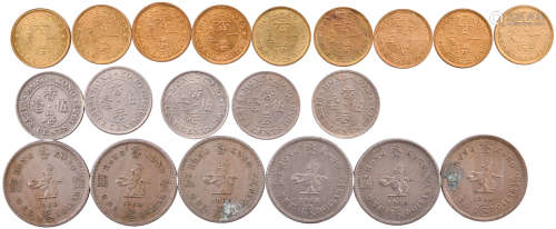香港 QEⅡ1960年 $1x6, 50￠x4(不同年份), 10￠1959x1, 1963x8 及 K...