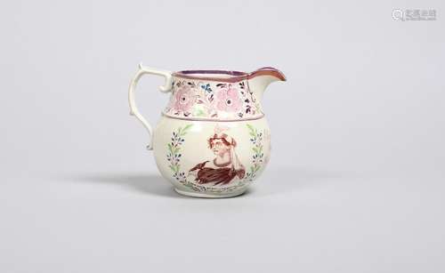 1820 QUEEN CAROLINE Une cruche inhabituelle en porcelaine an...