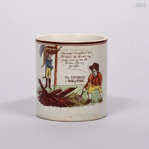 1804 GREAT INVASION SCARE Une tasse en céramique perlée, ver...