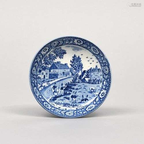 1815 WATERLOO Soucoupe en porcelaine bleue et blanche de Sho...